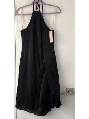 BCBGENERATION Halter Ruched Cocktail Mini Dress Black Sz 16 128 NWT